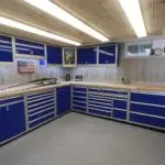 Durable overhead garage storage racks and custom shelving systems